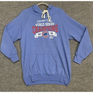 2016 WS Champs Chicago Cubs Hoodie Women XL Blue White Sweatshirt MLB Blue